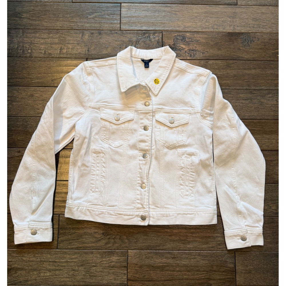 J.Crew Denim Jacket Women S White Stretch Cotton Trucker AN581 NWT